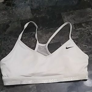 Nike white logo sports bra light pad M